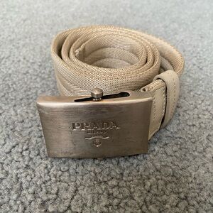 Vintage Prada Logo Plaque Fabric Belt